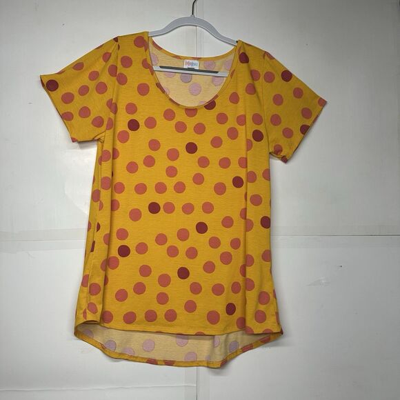 LuLaRoe Tops - Lularoe Women’s XL Yellow Polka Dot Short Sleeve Tunic Top